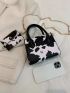 Mini Cow Pattern Square Bag With Crossbody Bag