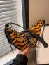 Geometric Pattern Buckle Decor Saddle Bag