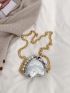 Mini Metallic Crocodile Embossed Heart Design Novelty Bag