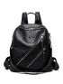 Minimalist Textured Zip Front Backpack