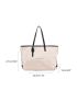 Letter Graphic Contrast Binding Shoulder Tote Bag