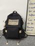 Men Letter Patch Functional Backpack