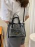 Clear Letter Graphic Square Bag With Inner Pouch