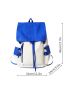 Men Colorblock Drawstring Flap Backpack