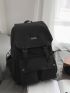Men Letter Patch Functional Backpack