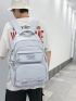 Men Letter Patch Functional Backpack