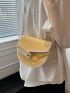 Mini Chain Decor Flap Saddle Bag