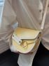 Mini Chain Decor Flap Saddle Bag
