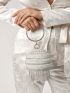 Mini Faux Pearl & Rhinestone Decor Circle Bag