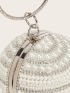 Mini Faux Pearl & Rhinestone Decor Circle Bag