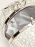 Mini Faux Pearl & Rhinestone Decor Circle Bag