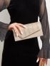 Mini Glitter Pleated Detail Flap Square Bag