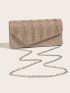Mini Glitter Pleated Detail Flap Square Bag