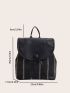 Striped Pattern Flap Backpack