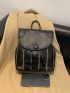 Striped Pattern Flap Backpack