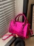 Mini Neon Pink Chevron Quilted Square Bag