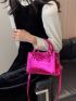 Mini Neon Pink Chevron Quilted Square Bag