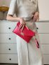 Crocodile Embossed Metal Decor Flap Square Bag