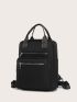Black Classic Backpack Double Handle Zipper Preppy For School