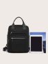 Black Classic Backpack Double Handle Zipper Preppy For School
