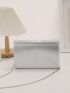 Metallic Faux Pearl Decor Flap Chain Glitter Square Bag