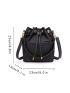 Pocket Front Drawstring Design Bucket Bag