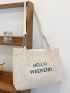 Letter Embroidered Straw Bag