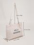 Letter Embroidered Straw Bag
