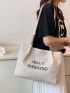 Letter Embroidered Straw Bag