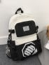 Men Letter Graphic Laptop Backpack With Bag Charm