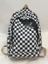 Men Checkered & Letter Graphic Casual Daypack