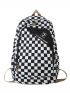 Men Checkered & Letter Graphic Casual Daypack