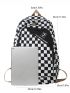 Men Checkered & Letter Graphic Casual Daypack
