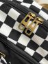 Men Checkered & Letter Graphic Casual Daypack
