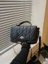 Quilted Twist Lock Flap Chain Square Bag