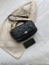 Quilted Twist Lock Flap Chain Square Bag