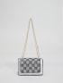 Mini Rhinestone Checkered Decor Flap Square Bag