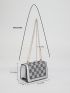 Mini Rhinestone Checkered Decor Flap Square Bag