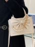 Bow & Faux Pearl Decor Square Bag