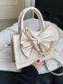 Bow & Faux Pearl Decor Square Bag