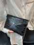 Crocodile Embossed Flap Chain Square Bag