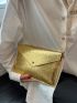 Metallic Crocodile Embossed Flap Square Bag