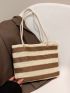 Striped Pattern Straw Bag