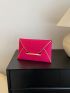 Neon Pink Crocodile Embossed Metal Decor Flap Envelope Bag