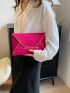 Neon Pink Crocodile Embossed Metal Decor Flap Envelope Bag