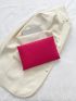Neon Pink Crocodile Embossed Metal Decor Flap Envelope Bag