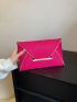 Neon Pink Crocodile Embossed Metal Decor Flap Envelope Bag
