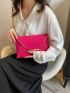 Neon Pink Crocodile Embossed Metal Decor Flap Envelope Bag