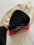 Neon Pink Crocodile Embossed Metal Decor Flap Envelope Bag
