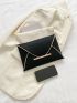 Crocodile Embossed Contrast Binding Flap Envelope Bag